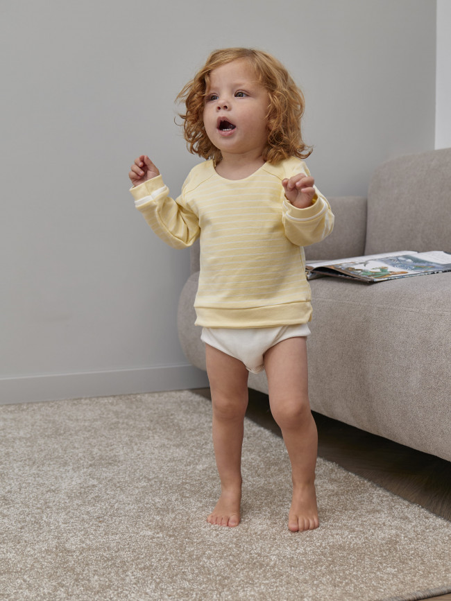 Боди детский, желтый, Нежная полосочка