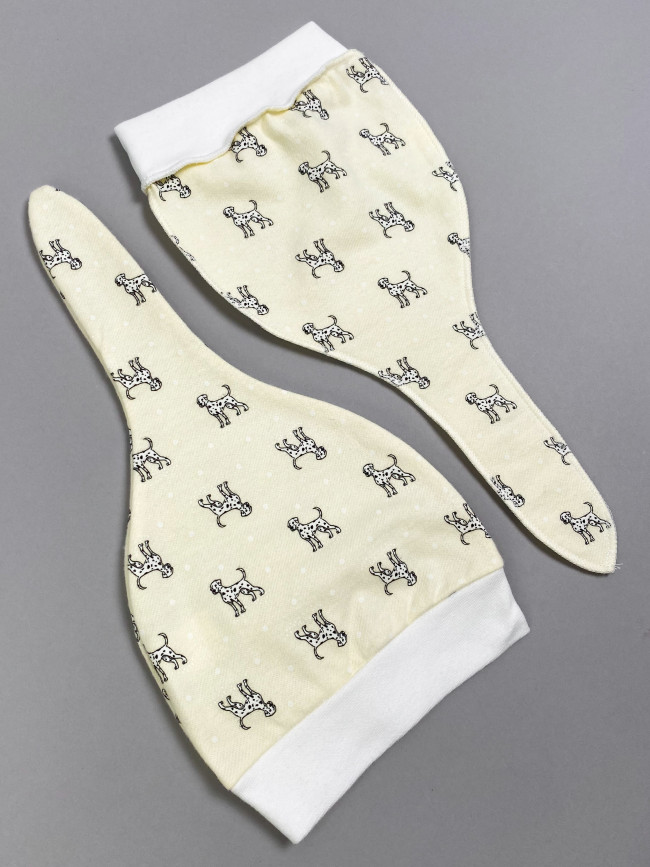 Шапочка детская фланелевая, желтая, Далматинцы Шапочка детская фланелевая, желтая, Далматинцы