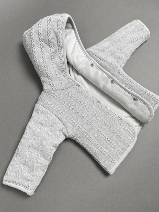 Комплект детский на синтепоне, серый, Вязаный микс