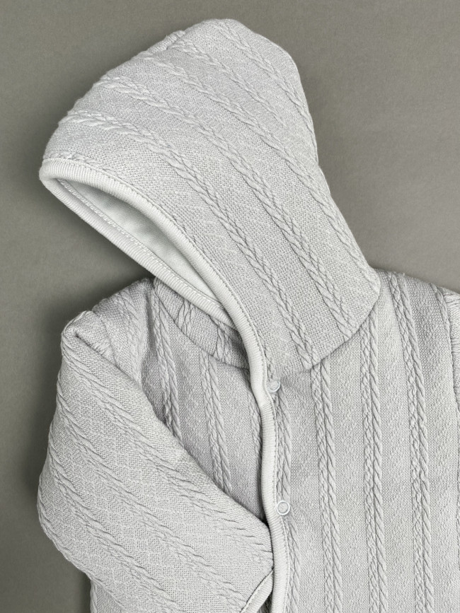 Комплект детский на синтепоне, серый, Вязаный микс