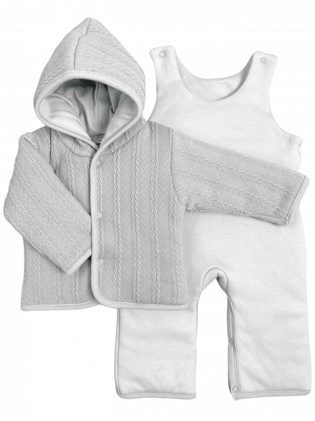 Комплект детский на синтепоне, серый, Вязаный микс