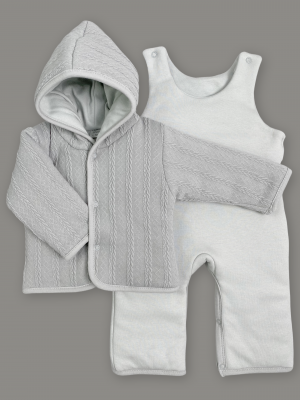 Комплект детский на синтепоне, серый, Вязаный микс