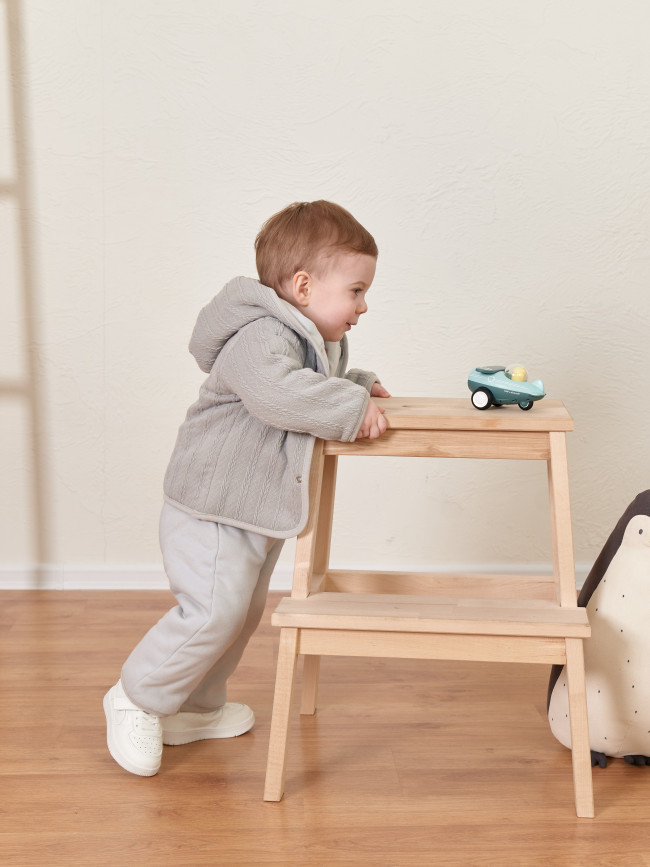 Комплект детский на синтепоне, серый, Вязаный микс