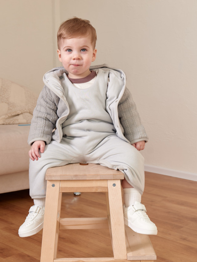 Комплект детский на синтепоне, серый, Вязаный микс