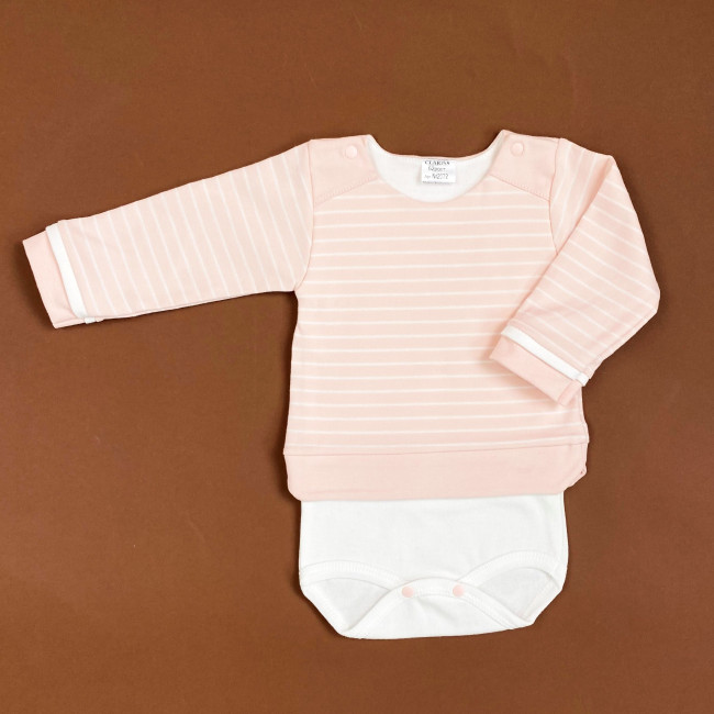 Боди детский, розовый, Нежная полосочка Боди детский, розовый, Нежная полосочка