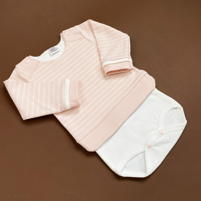 Боди детский, розовый, Нежная полосочка Боди детский, розовый, Нежная полосочка