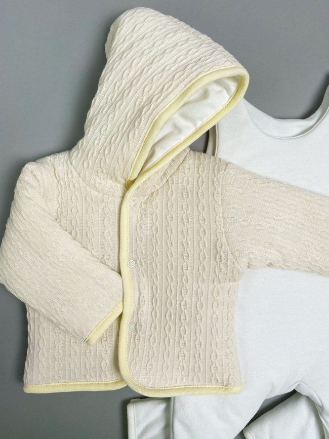 Комплект детский на синтепоне, молочный, Вязаный микс Комплект детский на синтепоне, молочный, Вязаный микс