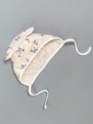 Чепчик детский фланелевый, розовый, Далматинцы