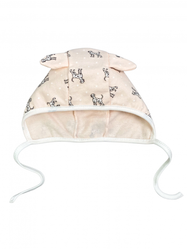 Чепчик детский фланелевый, розовый, Далматинцы Чепчик детский фланелевый, розовый, Далматинцы