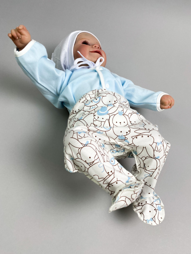 Ползунки детские, голубые, Зайчики Ползунки детские, голубые, Зайчики