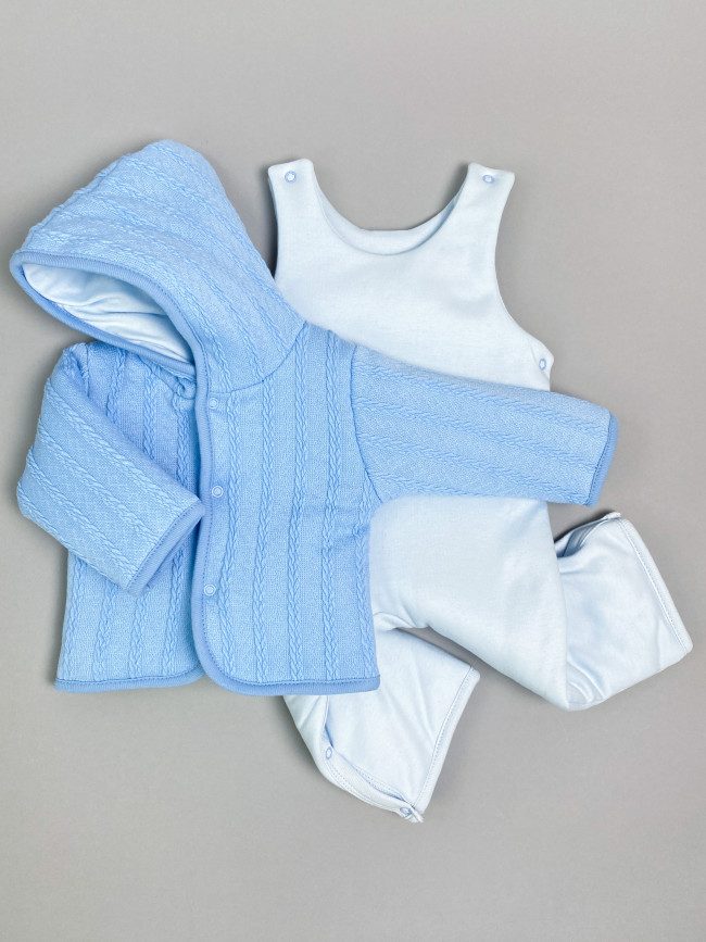 Комплект детский на синтепоне, голубой, Вязаный микс Комплект детский на синтепоне, голубой, Вязаный микс