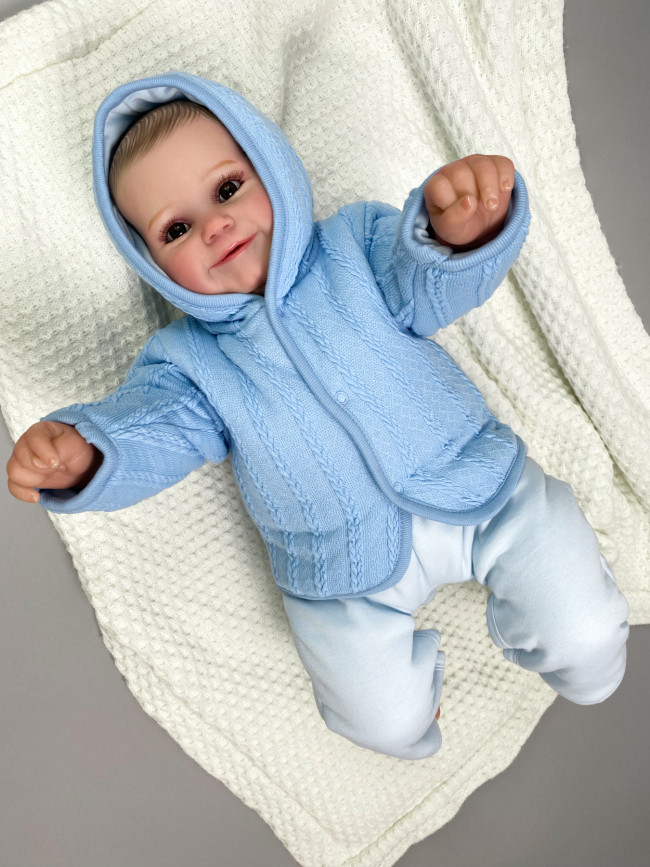 Комплект детский на синтепоне, голубой, Вязаный микс Комплект детский на синтепоне, голубой, Вязаный микс