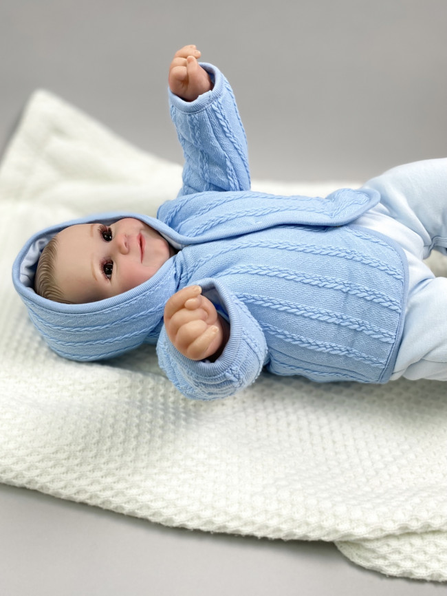 Комплект детский на синтепоне, голубой, Вязаный микс Комплект детский на синтепоне, голубой, Вязаный микс