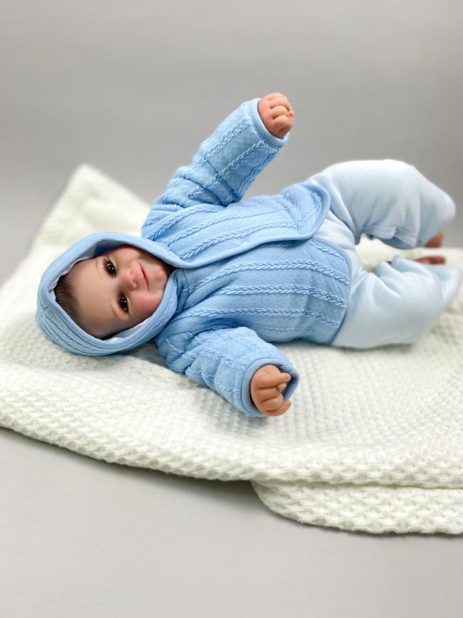 Комплект детский на синтепоне, голубой, Вязаный микс Комплект детский на синтепоне, голубой, Вязаный микс