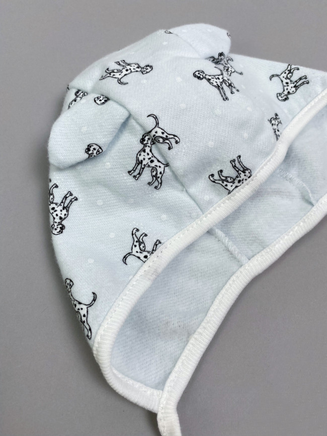 Чепчик детский фланелевый, голубой, Далматинцы Чепчик детский фланелевый, голубой, Далматинцы