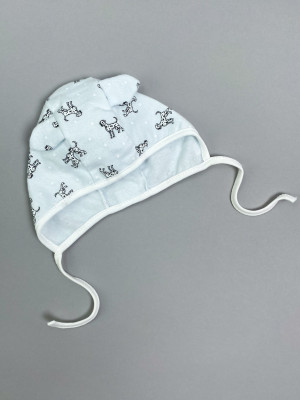 Чепчик детский фланелевый, голубой, Далматинцы