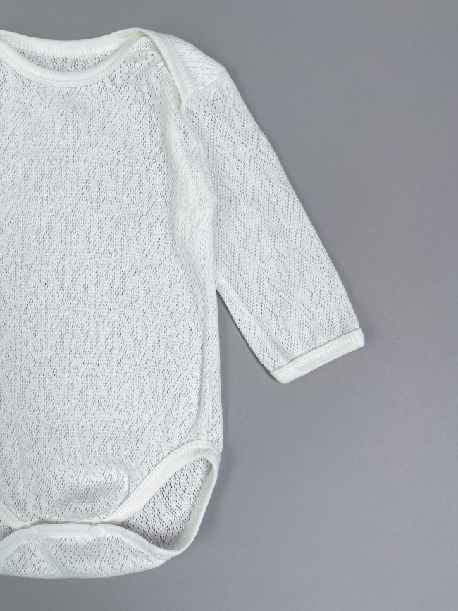 Боди детский с длинным рукавом, Пушинка, молочный