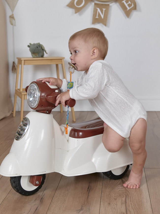 Боди детский с длинным рукавом, Пушинка, молочный