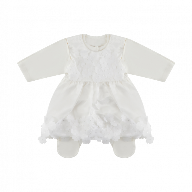 Комплект: комбинезон с платьем, белый Комплект: комбинезон с платьем, белый