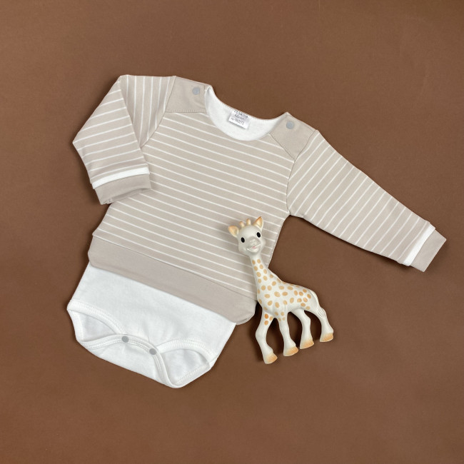 Боди детский, бежевый, Нежная полосочка Боди детский, бежевый, Нежная полосочка