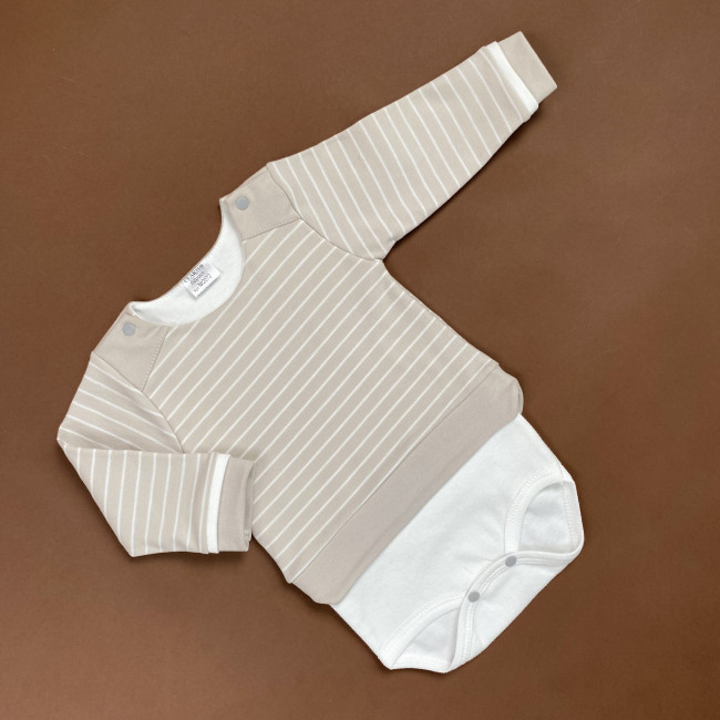 Боди детский, бежевый, Нежная полосочка Боди детский, бежевый, Нежная полосочка