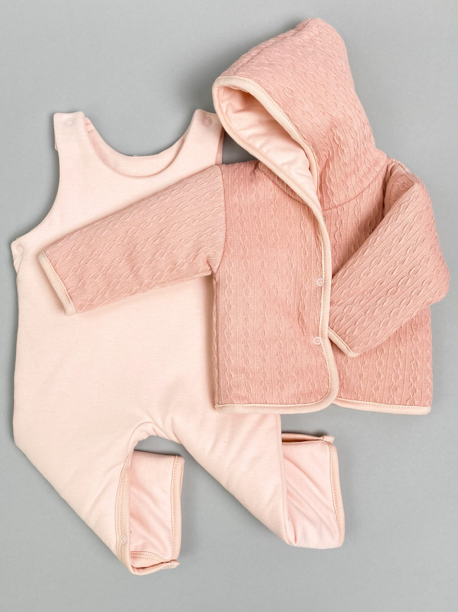 Комплект детский на синтепоне, розовый, Вязаный микс Комплект детский на синтепоне, розовый, Вязаный микс