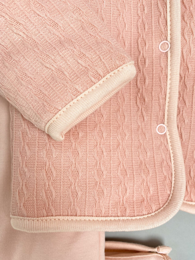 Комплект детский на синтепоне, розовый, Вязаный микс Комплект детский на синтепоне, розовый, Вязаный микс