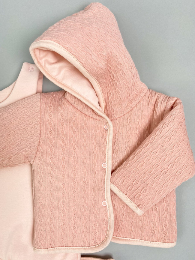 Комплект детский на синтепоне, розовый, Вязаный микс Комплект детский на синтепоне, розовый, Вязаный микс