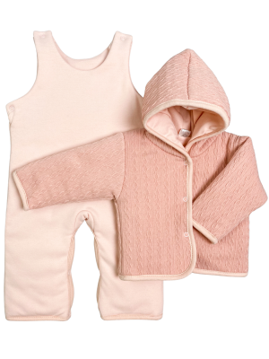 Комплект детский на синтепоне, розовый, Вязаный микс