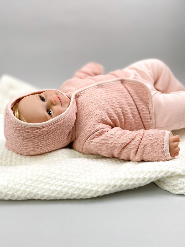 Комплект детский на синтепоне, розовый, Вязаный микс Комплект детский на синтепоне, розовый, Вязаный микс