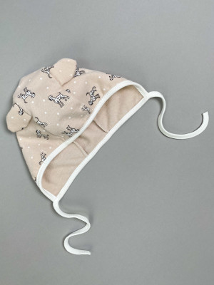 Чепчик детский фланелевый, какао, Далматинцы