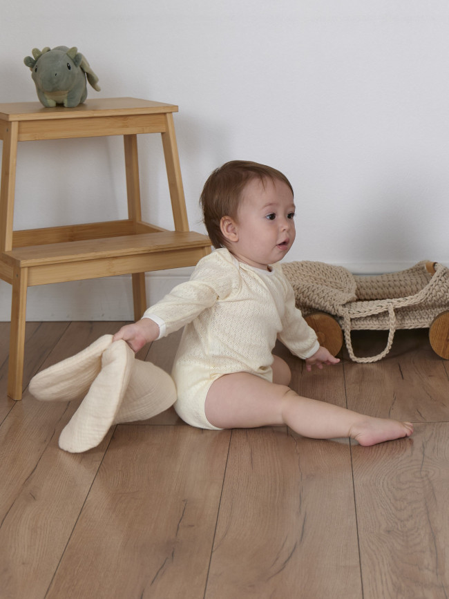 Боди детский с длинным рукавом, Пушинка, айвори