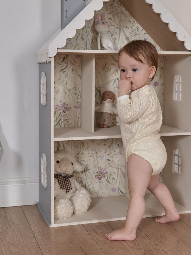 Боди детский с длинным рукавом, Пушинка, айвори