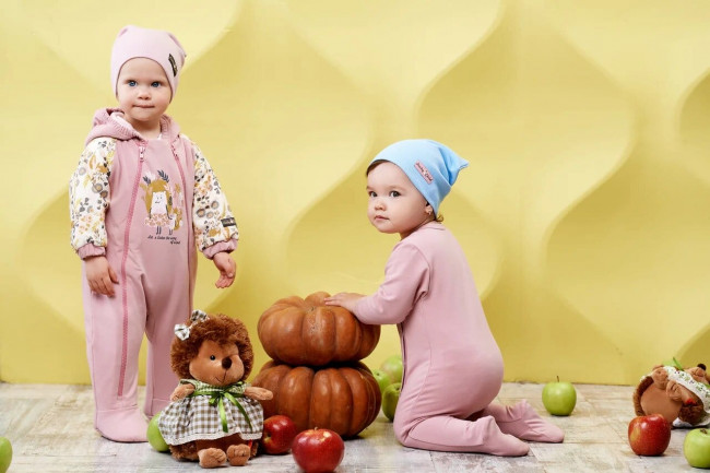 Комбинезон на синтепоне, розовый, Осенний лес