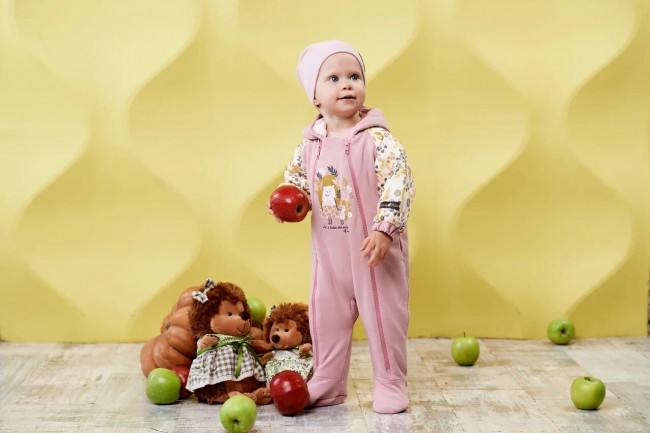 Комбинезон на синтепоне, розовый, Осенний лес