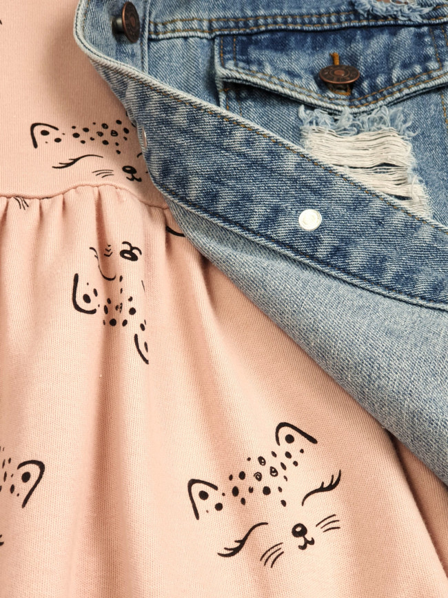 Платье с коротким рукавом, Кошечки