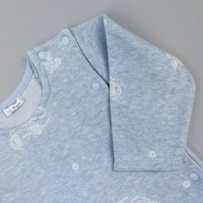 Комбинезон для мальчика комбинированный в клеточку, голубой, Машинки