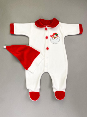 Комбинезон с шапкой, молочный, Санта