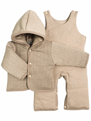 Комплект детский на синтепоне, коричневый, Вязаный микс