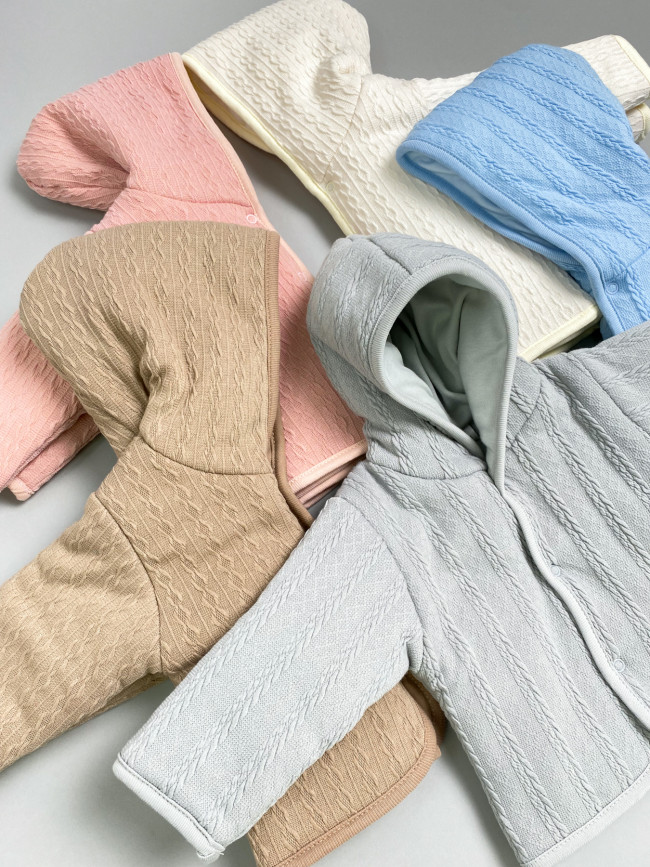 Комплект детский на синтепоне, коричневый, Вязаный микс