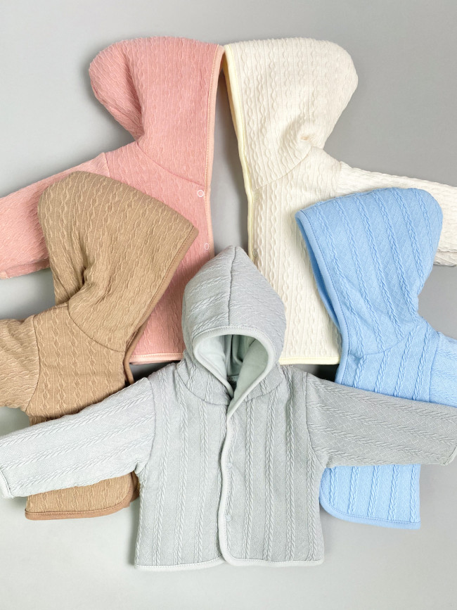 Комплект детский на синтепоне, коричневый, Вязаный микс