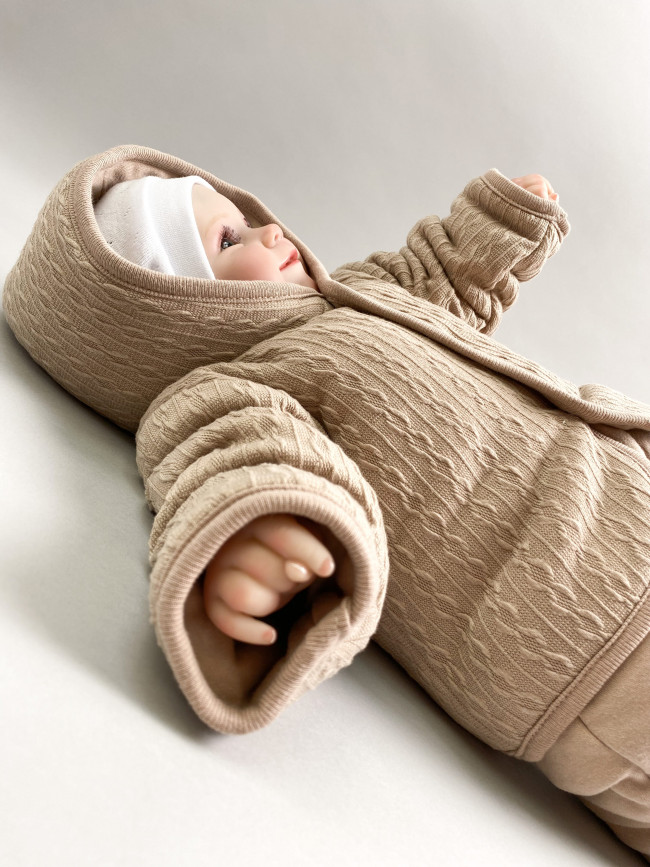 Комплект детский на синтепоне, коричневый, Вязаный микс