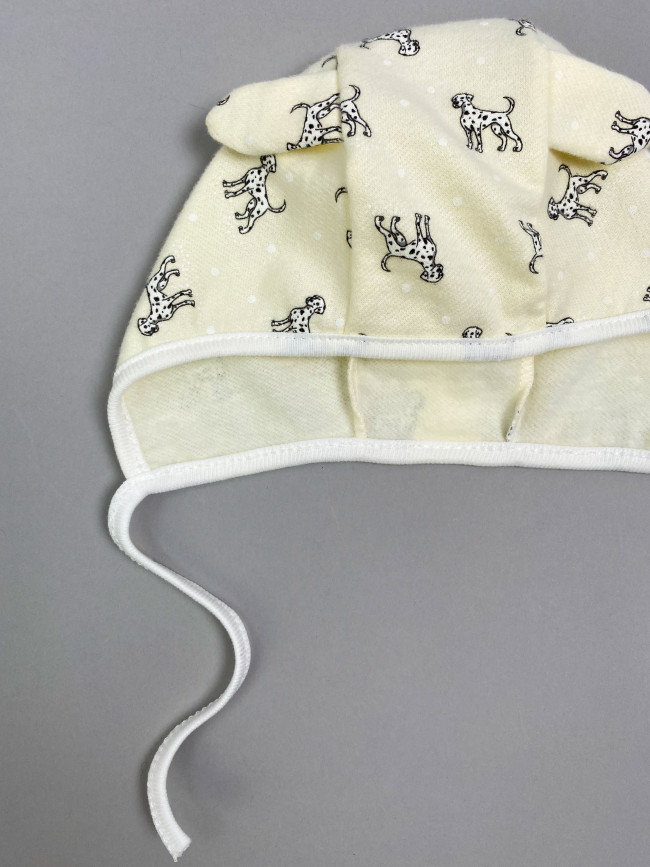 Чепчик детский фланелевый, желтый, Далматинцы Чепчик детский фланелевый, желтый, Далматинцы