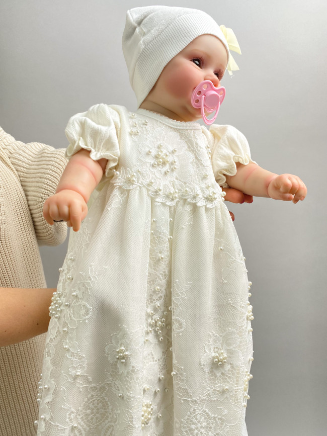 Нарядное молочное платье, Нежный букет Нарядное молочное платье, Нежный букет