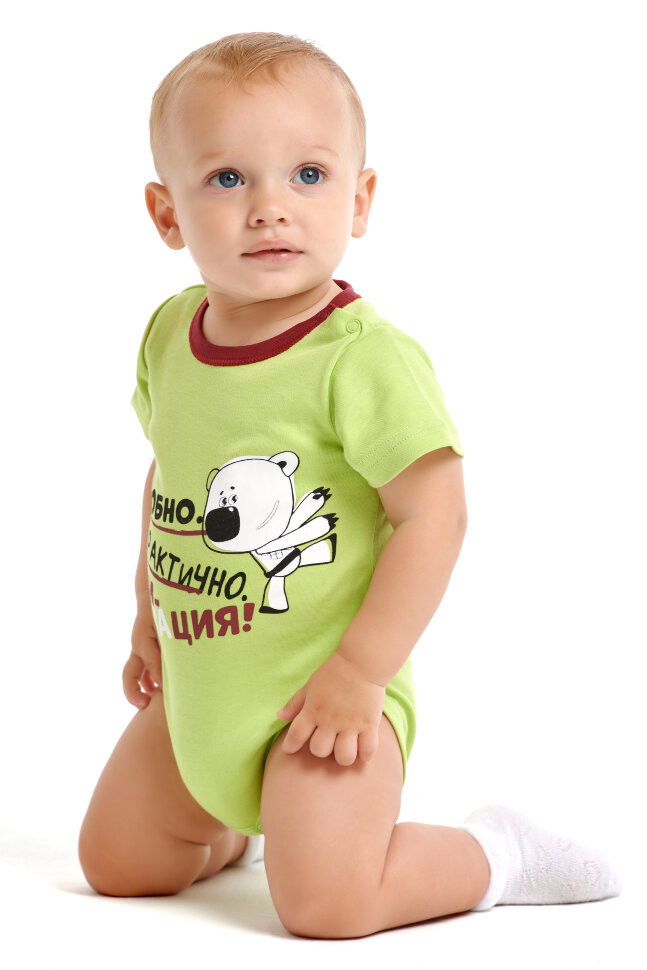 Боди детский, с коротким рукавом, зеленый, Ми-Ми-Мишки  Боди детский, с коротким рукавом, зеленый, Ми-Ми-Мишки