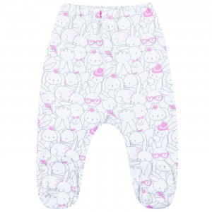 Ползунки детские, розовые, Зайчики