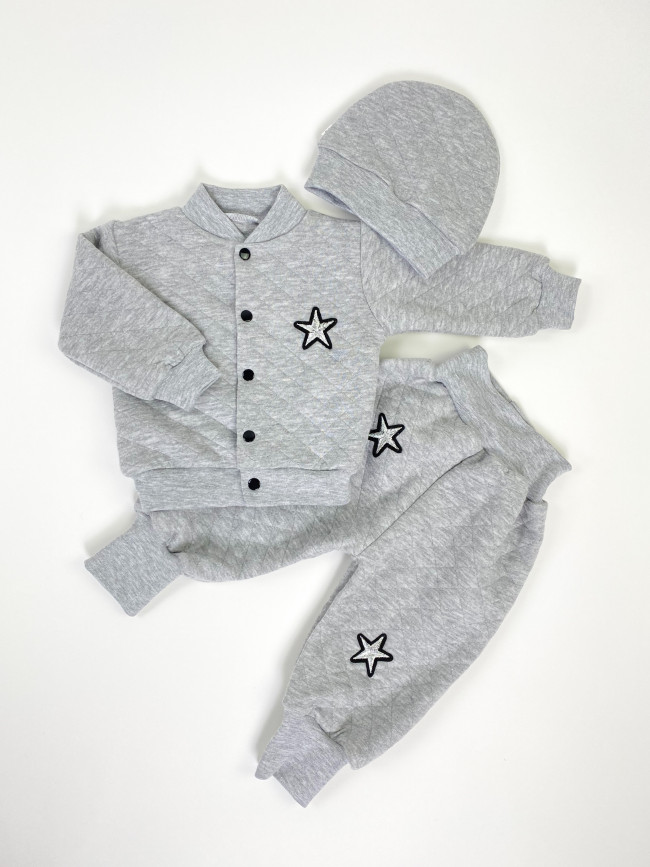 Костюм спортивный с шапкой, серый, Звездочка