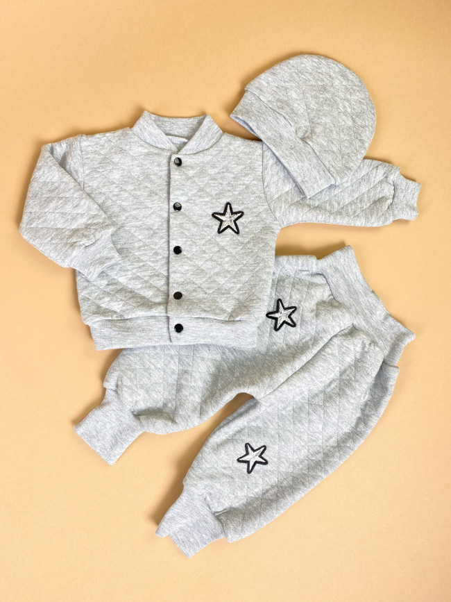 Костюм спортивный с шапкой, серый, Звездочка