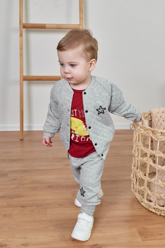 Костюм спортивный с шапкой, серый, Звездочка