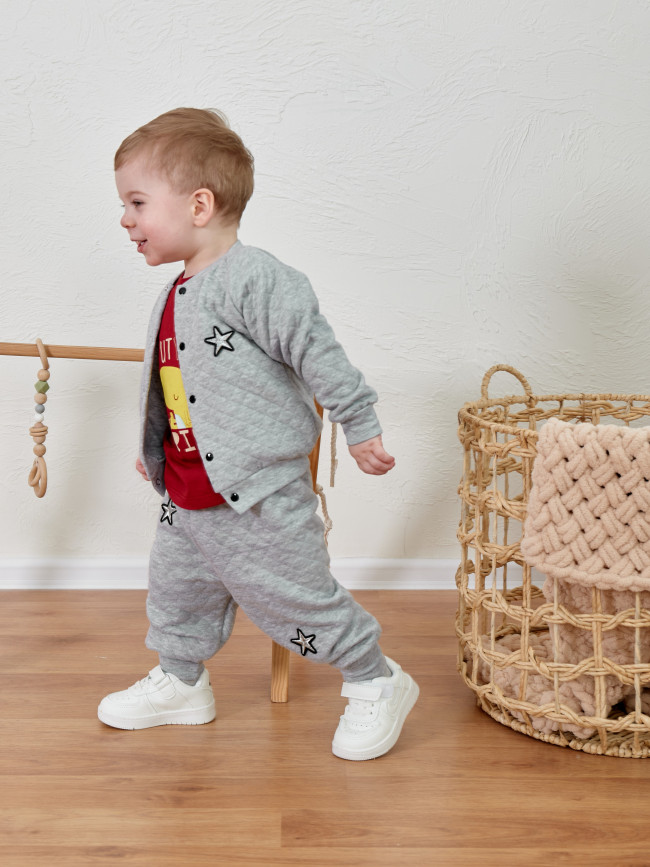 Костюм спортивный с шапкой, серый, Звездочка